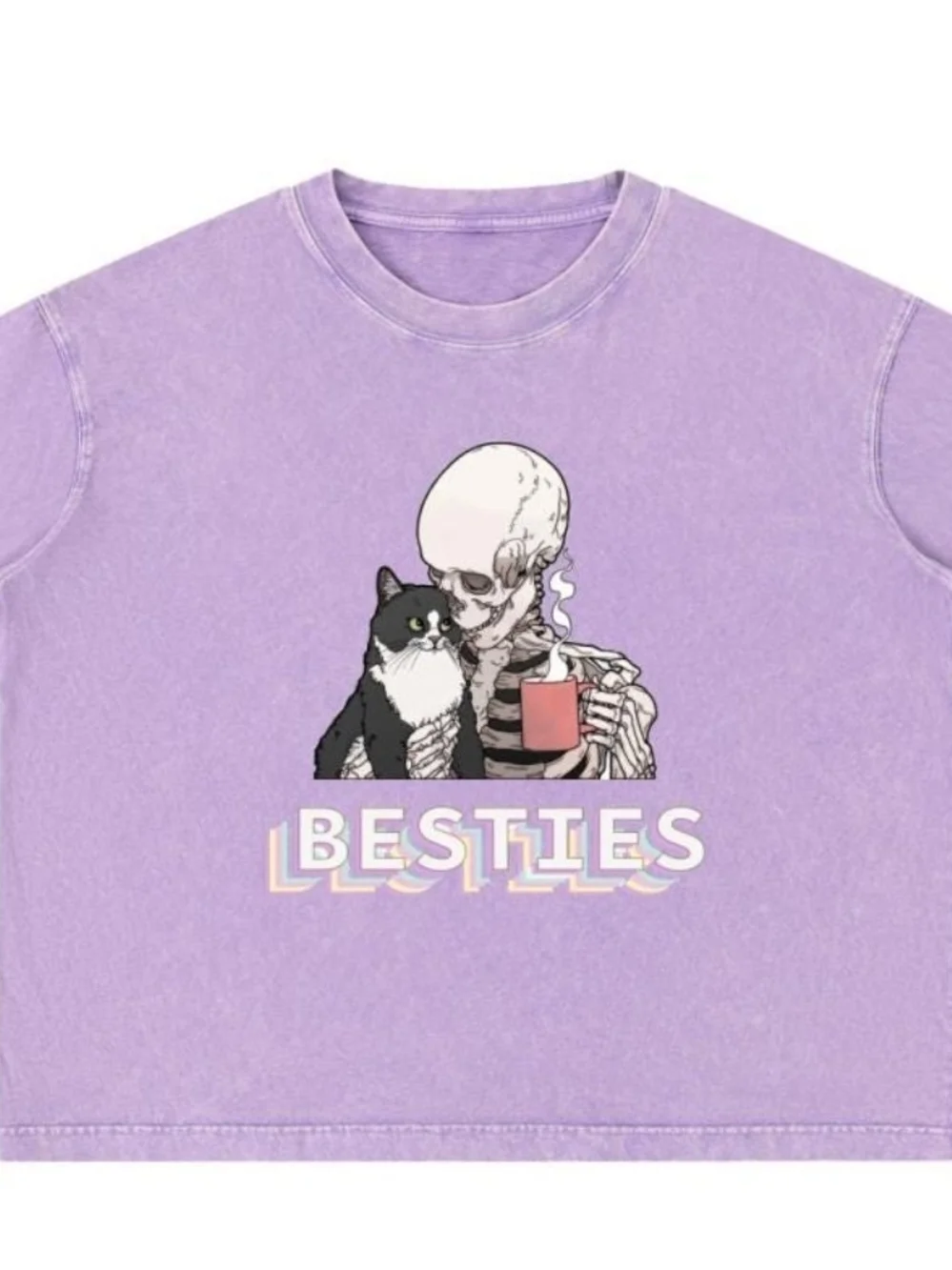 Besties Cat Graphic Tee - Lavender